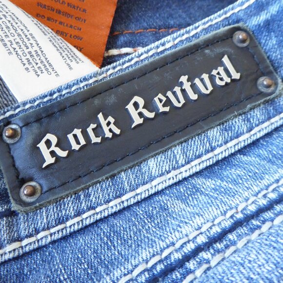 Rock Revival Blake Light Blue Denim Straight Boot Leg Jeans Size 29 Long Tall - Picture 10 of 14